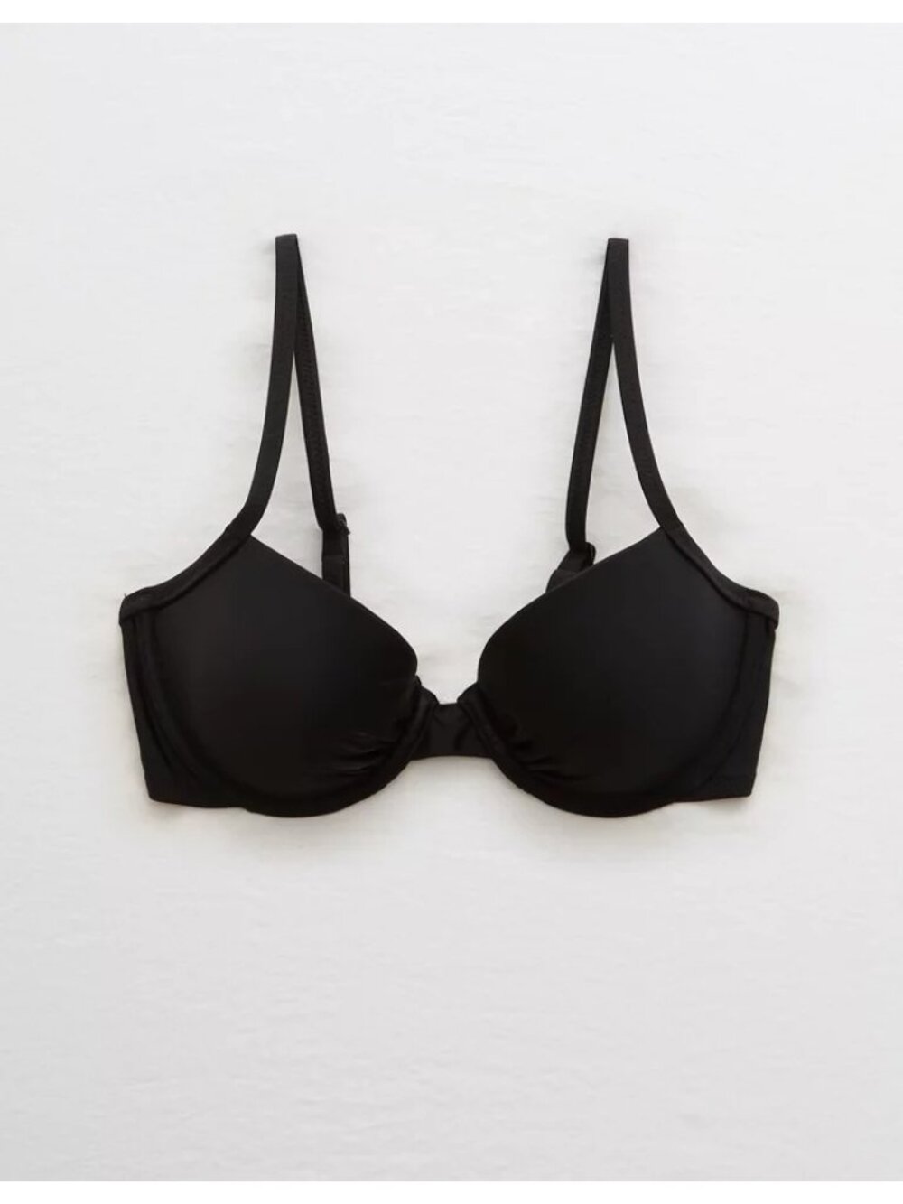 AERIE OG Lightly Lined Underwire Push Up Bikini Top Sz 32B True Black Swimwear